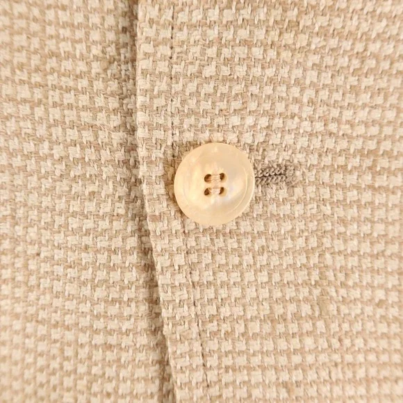 VTG Jos A Bank Jacket 44R L Beige Micro check textured weave 100% Silk Blazer - Picture 5 of 16